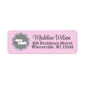 Charmante roze Polka Dot Dachshund Adresetiketten Etiket (Voorkant)