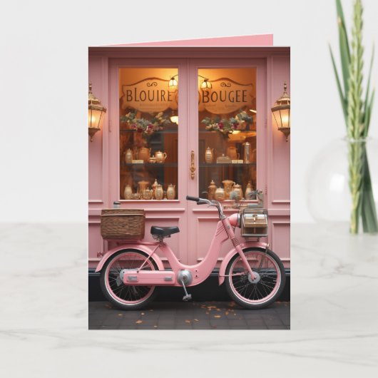 Charmante Roze Storefront met  Bromfiets (Voorkant)