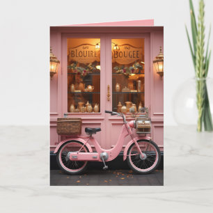 Charmante Roze Storefront met Bromfiets