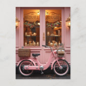 Charmante Roze Storefront met  Bromfiets Briefkaart (Voorkant)