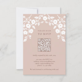Charmante  roze volksbloemen Floral QR-code RSVP Kaartje