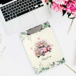 Charmante Roze Waterverf Flower Truck Peach Klembord