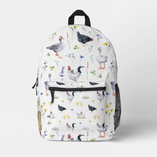 Charmante rustieke boerderij kippen | Monogram Bedrukte Rugzak (Voorkant)