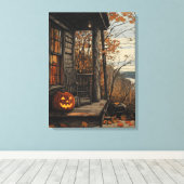 Charmante rustieke Halloween boerderij Canvas Afdruk (Insitu (Houten vloer))