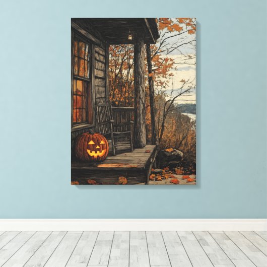Charmante rustieke Halloween boerderij Canvas Afdruk (Insitu (Houten vloer))