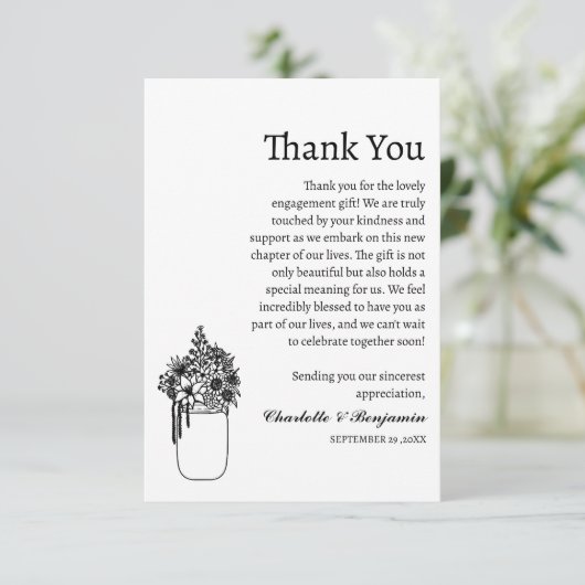 Charmante rustieke minimalistische Verloving cadea Bedankkaart (Staand voorkant)