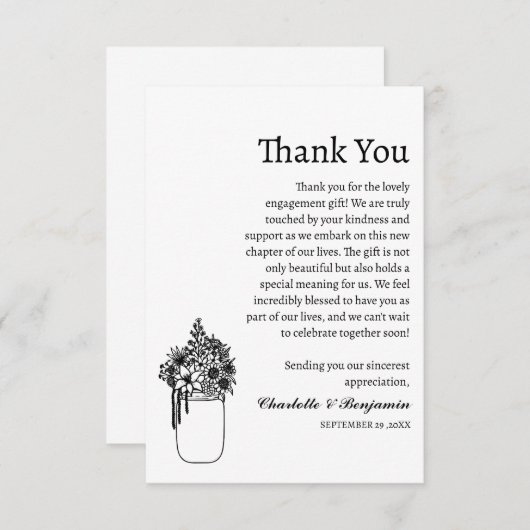 Charmante rustieke minimalistische Verloving cadea Bedankkaart (Voorkant / Achterkant)