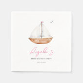 Charmante rustieke zeilboot verjaardag servet (Voorkant)