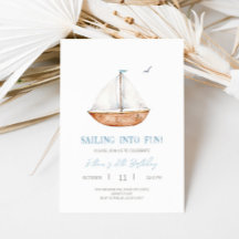 Charmante rustieke zeilboot verjaardagsfeestuitnod