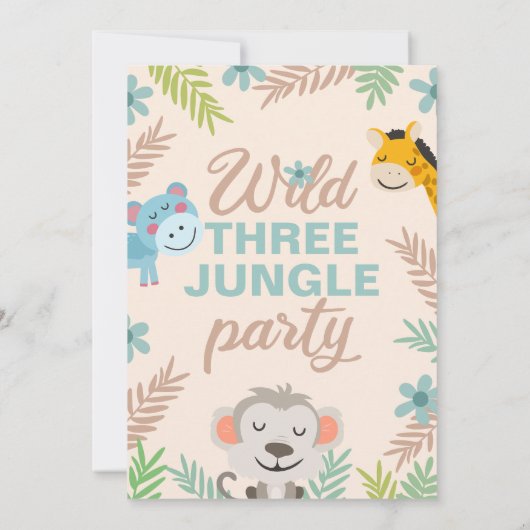 Charmante Safari Blue Pastel Derde Verjaardag Kaart (Achterkant)