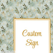 Charmante Sage Green Gold Bladeren Huwelijk Custom Poster
