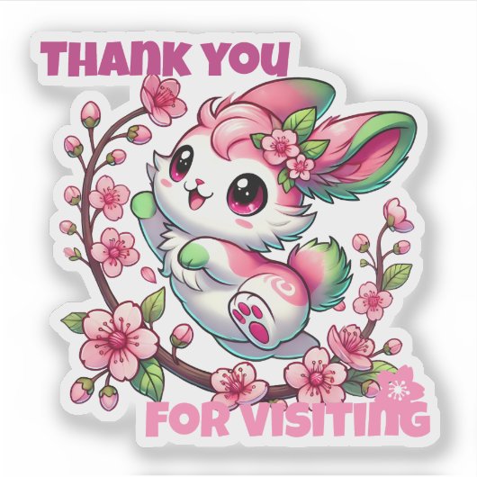 Charmante Sakura Bloesems Dank u Sticker (Voorkant)