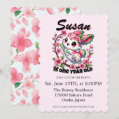 Charmante Sakura Bunny Verjaardag Kaart (Voorkant / Achterkant)