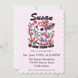 Charmante Sakura Bunny Verjaardag Kaart