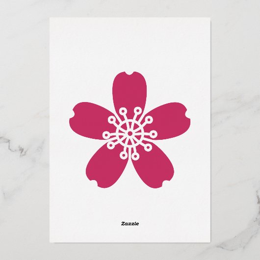 Charmante Sakura in Raspberry Folie Uitnodiging (Achterkant)