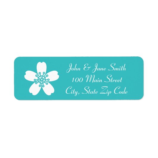 Charmante Sakura in Turquoise retour adres label (Voorkant)