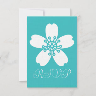 Charmante Sakura in Turquoise RSVP Kaart