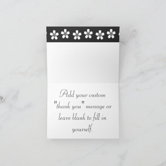 Charmante Sakura in zwart bedankkaart (Binnen)