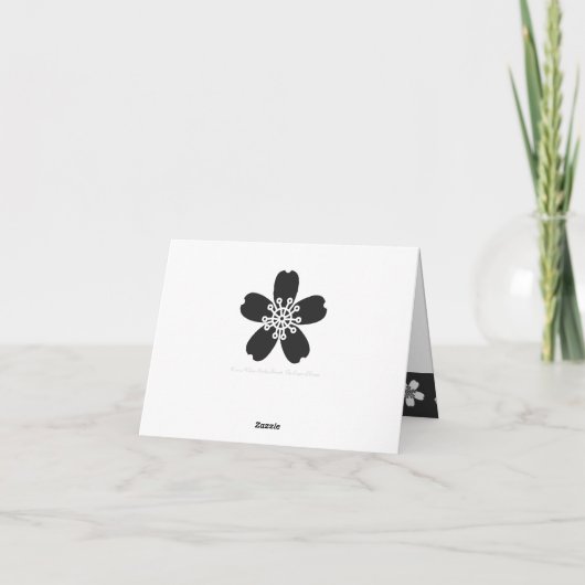 Charmante Sakura in zwart bedankkaart (Achterkant)