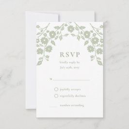 Charmante salie Groene Folk Bloemen Eenvoudige Blo RSVP Kaartje