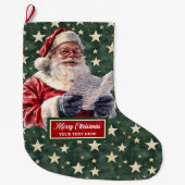 Charmante Santa Claus Stocking Gepersonaliseerde K Grote Kerstsok (Voorkant)