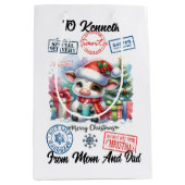 Charmante Santa Sack met feestelijke koe Medium Cadeauzakje (Voorkant)