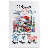 Charmante Santa Sack met feestelijke koe Medium Cadeauzakje (Achterkant)