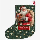 Charmante  Santa Stocking gepersonaliseerd Grote Kerstsok (Achterkant)
