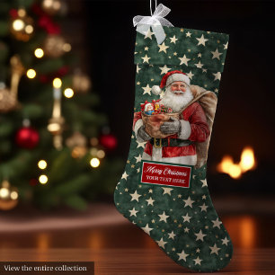 Charmante  Santa Stocking gepersonaliseerd Grote Kerstsok