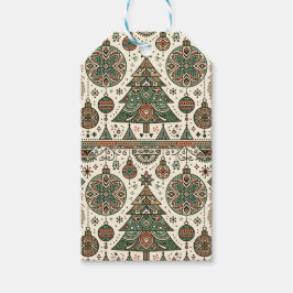 Charmante Scandinavische kerstboom en Ornament Cadeaulabel