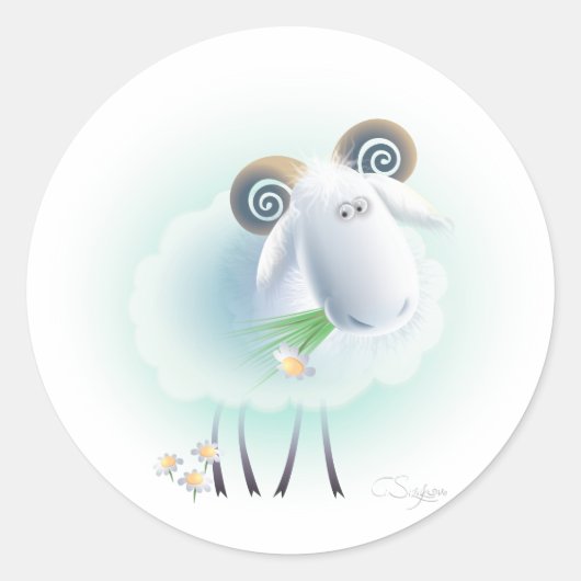 charmante schapen ronde sticker (Voorkant)