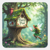 Charmante Schattige grillige Fairy Post Seals Vierkante Sticker (Voorkant)
