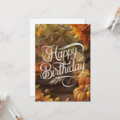 Charmante Schattigee bos Herfst Herfst Happy Birth Kaart (Voorkant / Achterkant in situ)