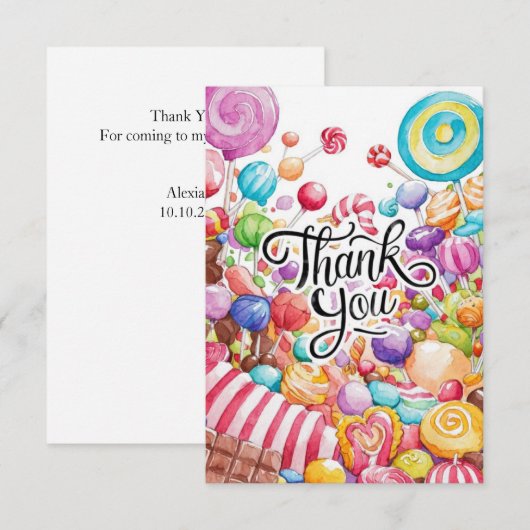 Charmante Schattigee Candyland dank je kaart (Voorkant / Achterkant)