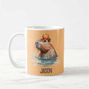 Charmante Schattigee Capybara met Oranje en Kinder Koffiemok