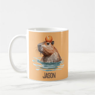 Charmante Schattigee Capybara met Oranje en Kinder Koffiemok