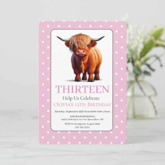 Charmante Schattigee Highland Koe verjaardag Kaart (Staand voorkant)