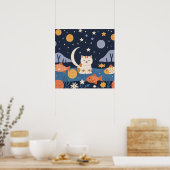 Charmante Schattigee kleine kitten tussen sterren  Poster (Keuken)