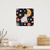 Charmante Schattigee kleine kitten tussen sterren  Poster (Keuken)
