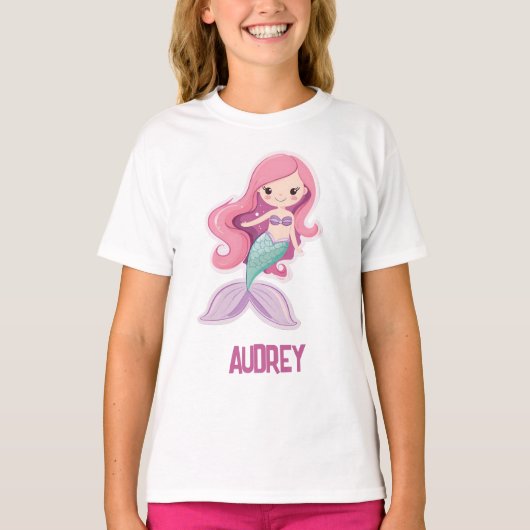 Charmante Schattigee Pastel Zeemeermin met Kinder  T-shirt (Voorkant)