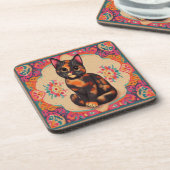 Charmante Schattigee Tortoiseshell Kat Vibrant Bor Bier Onderzetter (Linkerzijde)