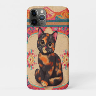 Charmante Schattigee Tortoiseshell Kat Vibrant Bor Case-Mate iPhone Case