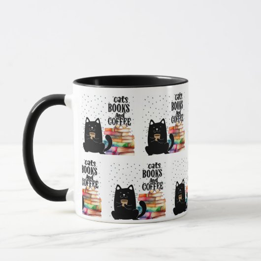 Charmante Schattigee Zwarte Kat Leesboeken Mok (Links)