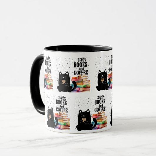 Charmante Schattigee Zwarte Kat Leesboeken Mok (Voorkant links)