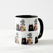 Charmante Schattigee Zwarte Kat Leesboeken Mok (Voorkant rechts)