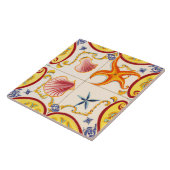 Charmante schelpen en zeesterren tegeltje (Zijkant)