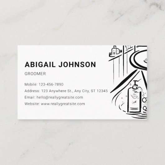 Charmante schetshond in een spa-omgeving Huisdier  Visitekaartje (Achterkant)