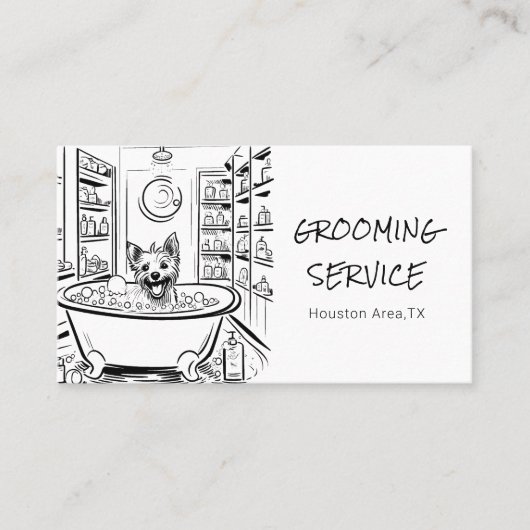 Charmante schetshond in een spa-omgeving Huisdier  Visitekaartje (Voorkant)