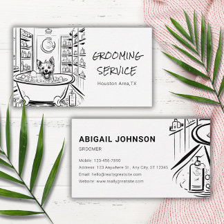 Charmante schetshond in een spa-omgeving Huisdier  Visitekaartje