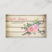 Charmante schuur Hout Schaar en Rozen Haarstylist Visitekaartje (Voorkant)